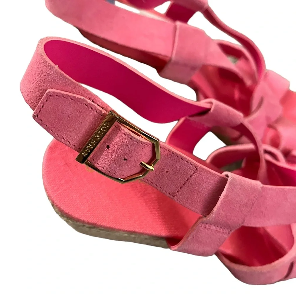 Cole Haan Womens Size 7B Pink W25389 Platform Rope Wedge Heels Sandals